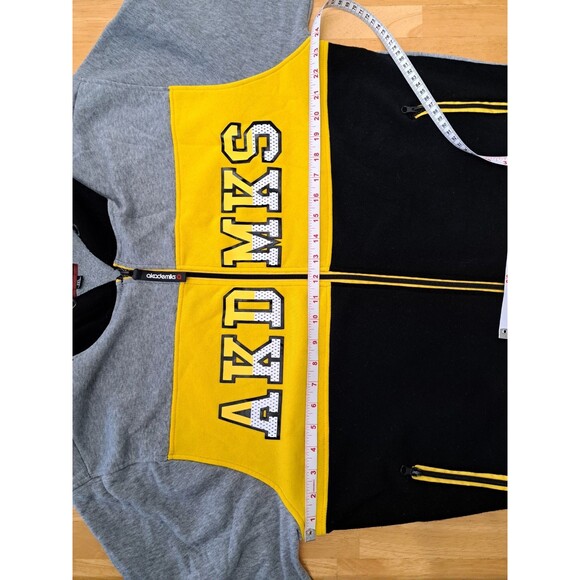 VTG Akademiks Hoodie Sweatshirt Black Gray Yellow Y2K Missing Drawstring 2XL - Picture 5 of 12